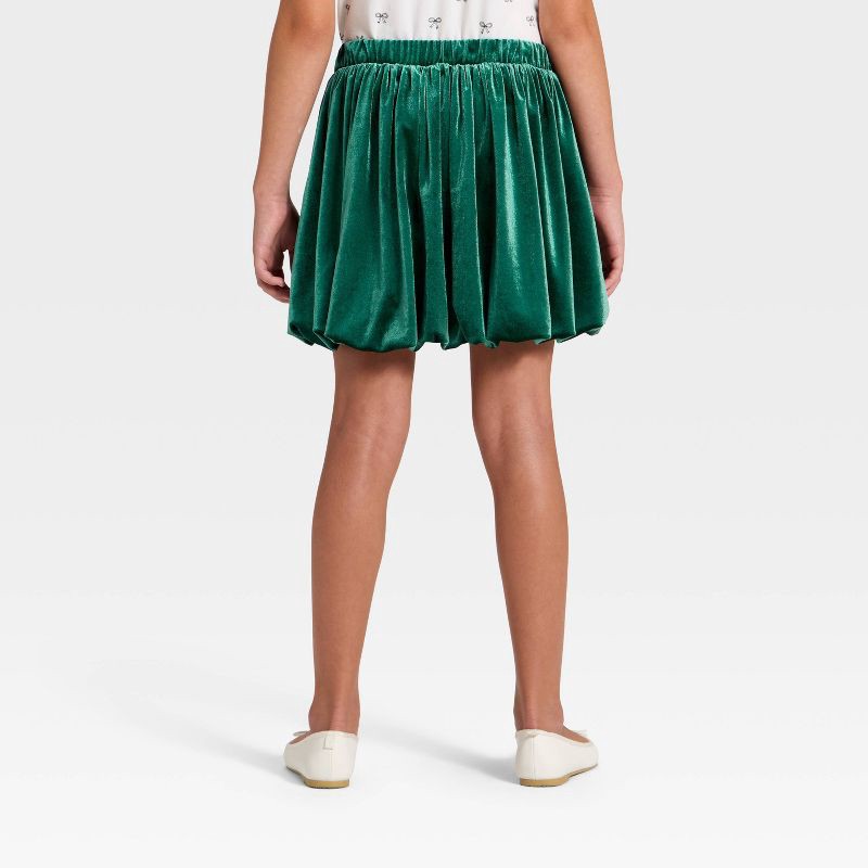 slide 2 of 3, Girls' Holiday Velvet Bubble Hem Skirt - Cat & Jack™ Jade Green M, 1 ct