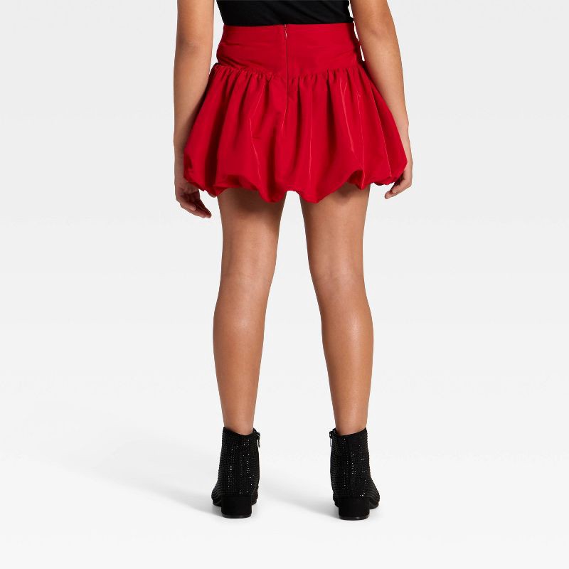 slide 2 of 3, Girls' Holiday Taffeta Bubble Hem Skirt - Cat & Jack™ Red M, 1 ct