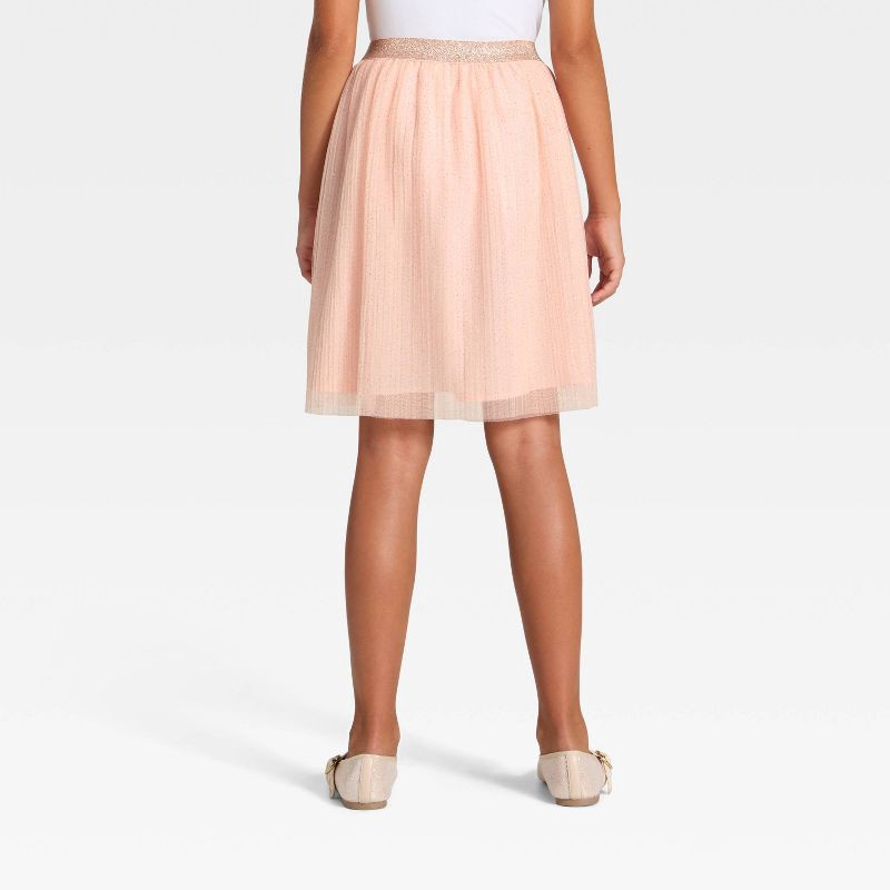 slide 2 of 3, Girls' Holiday Glitter Midi Skirt - Cat & Jack™ Peach Orange S, 1 ct
