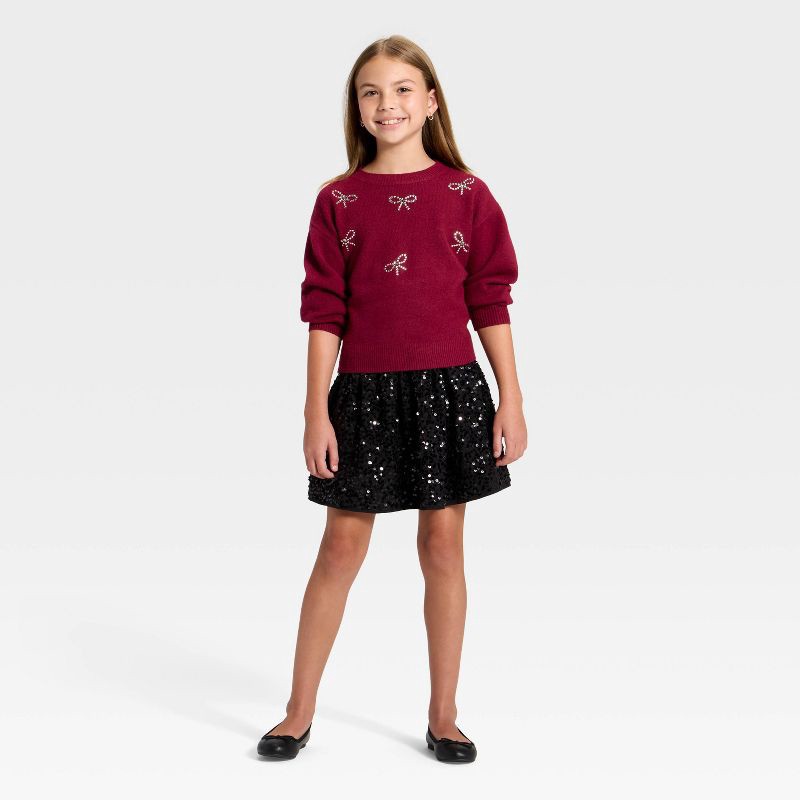 slide 3 of 3, Girls' Holiday Sequin Skirt - Cat & Jack™ Black M, 1 ct