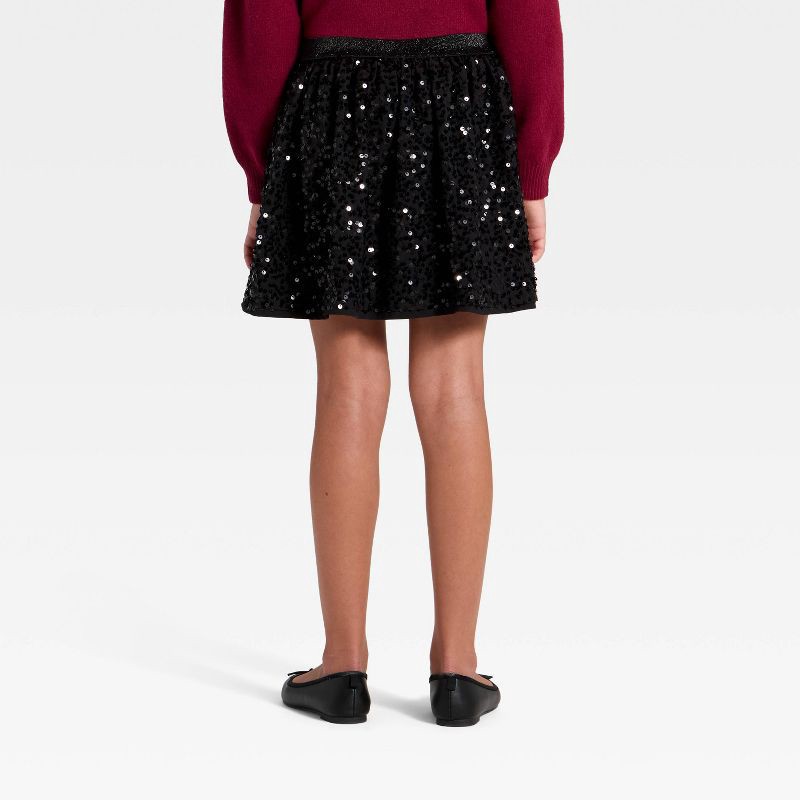slide 2 of 3, Girls' Holiday Sequin Skirt - Cat & Jack™ Black XL, 1 ct