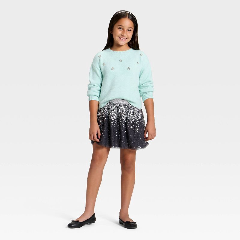 slide 3 of 3, Girls' Holiday Skirt - Cat & Jack™ Gray XL, 1 ct