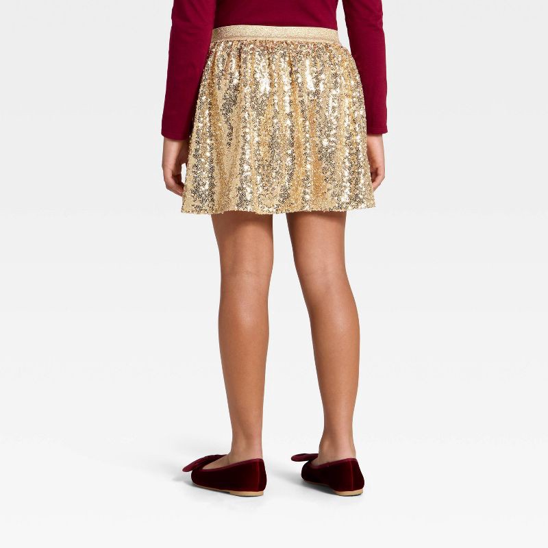 slide 2 of 3, Girls' Holiday Sequin and Beaded Skirt - Cat & Jack™ Gold M, 1 ct