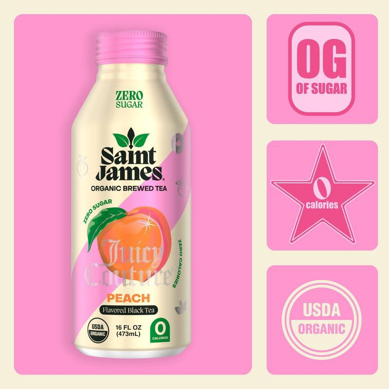 slide 2 of 5, Saint James Juicy Couture Juicy Peach Black Tea 16oz., 16 oz