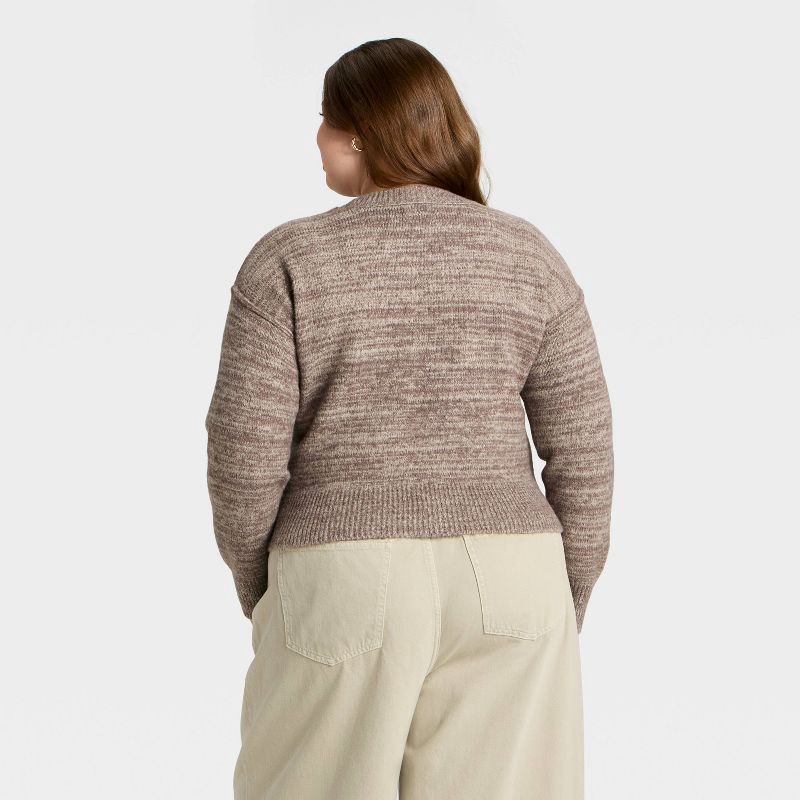 slide 2 of 3, Women's Long Sleeve Holiday Crewneck Pullover Sweater - Universal Thread™ Brown Bow XXL, 1 ct
