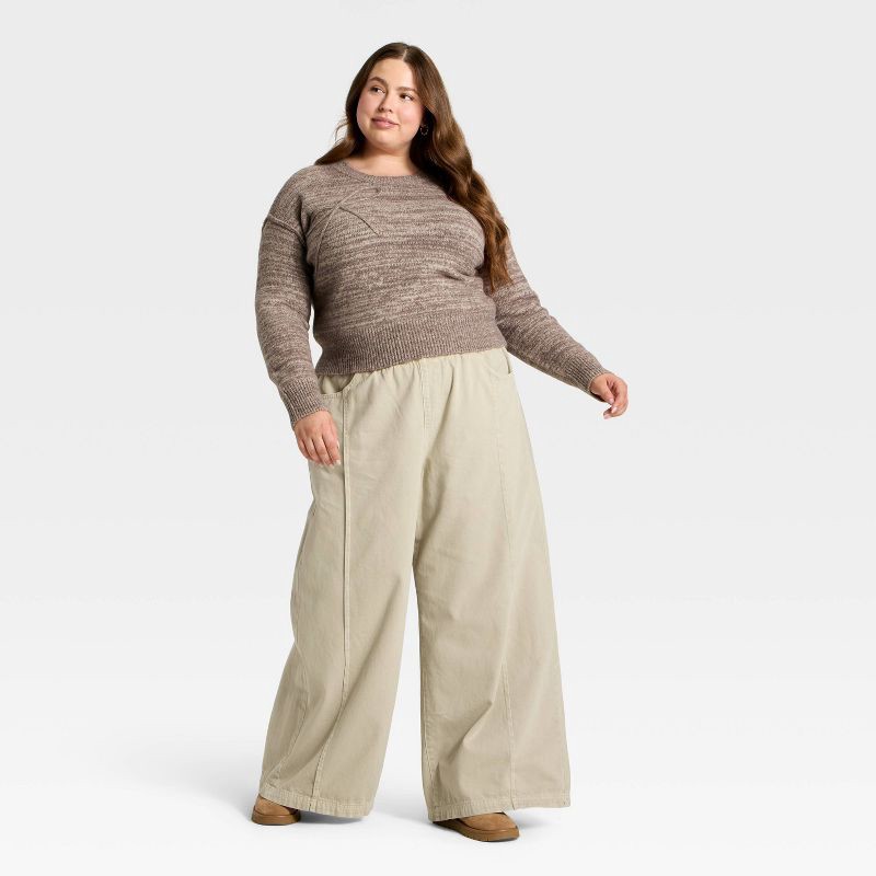 slide 3 of 3, Women's Long Sleeve Holiday Crewneck Pullover Sweater - Universal Thread™ Brown Bow XXL, 1 ct