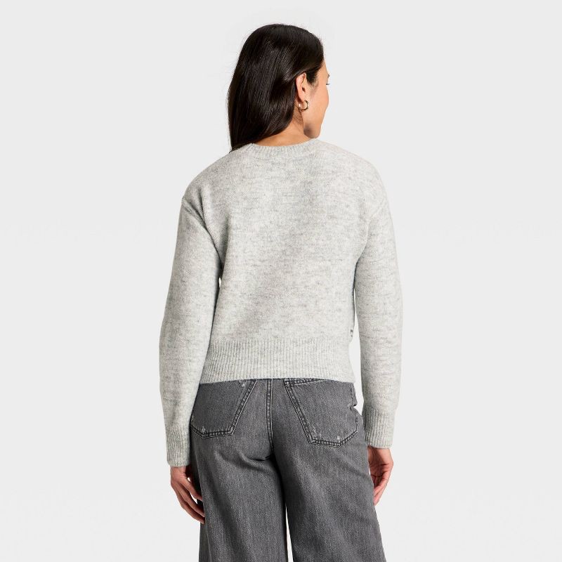 slide 2 of 3, Women's Holiday Crewneck Pullover Sweater - Universal Thread™ Gray Snowflakes M, 1 ct