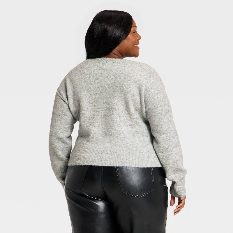 slide 2 of 3, Women's Long Sleeve Holiday Crewneck Pullover Sweater - Universal Thread™ Gray Snowflakes XXL, 1 ct