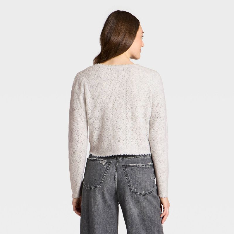 slide 2 of 3, Women's V-Neck Cozy Lace Cardigan Sweater - Universal Thread™ Light Gray S, 1 ct