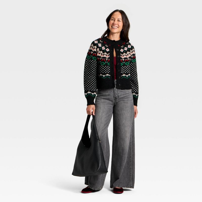 slide 3 of 3, Women's Merriment Cardigan Sweater - Universal Thread™ Black XL, 1 ct