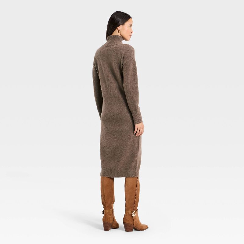 slide 2 of 3, Women's Long Sleeve Midi Sweater Dress - Universal Thread™ Brown XS, 1 ct