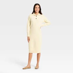 Women's Long Sleeve Midi Sweater Dress - Universal Thread™ Cream L
