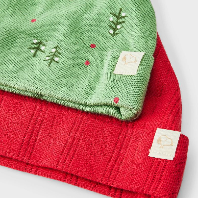 slide 2 of 2, Baby 2pk Peanuts Little Snoopy Christmas Hats - Red/Green Newborn, 2 ct