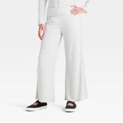 Girls' Foldover Waist Cozy Rib-Knit Flare Pant - art class™ Gray L