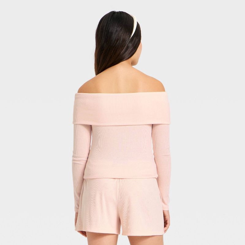slide 2 of 3, Girls' Off the Shoulder Long Sleeve Knit Top - art class™ Rose Pink XL, 1 ct