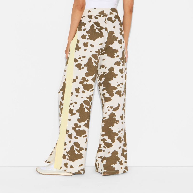 slide 2 of 3, Grayson Threads Women's Cow Print Pull-On Graphic Pants - Brown XXL, 1 ct