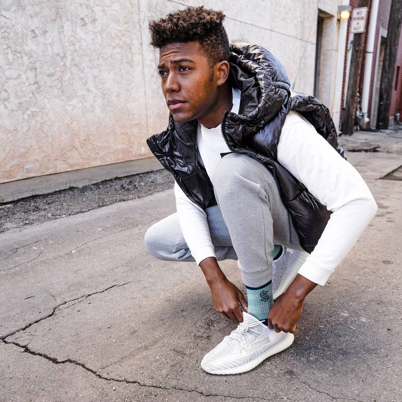 slide 3 of 3, NHL Seattle Kraken Mixer Crew Socks - Large, 1 ct