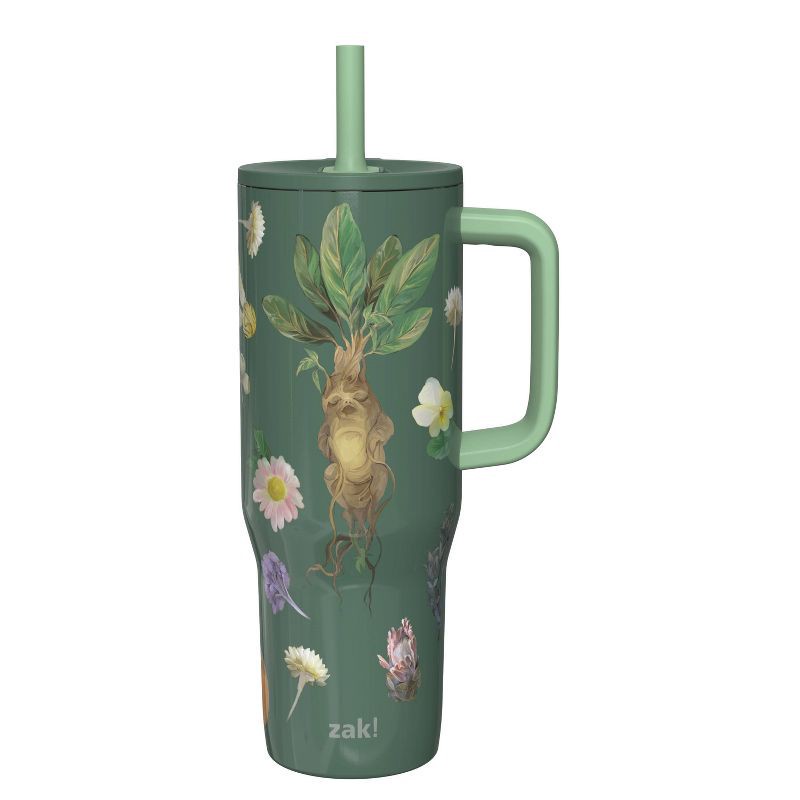 slide 1 of 5, Zak Designs 30oz Harry Potter Stainless Steel Sutton Slim Straw Tumbler With Handle Green, 30 oz