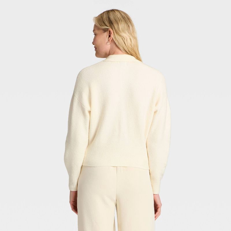 slide 2 of 3, Women's Long Sleeve Heart Button Cardigan Sweater - A New Day™ Cream S, 1 ct