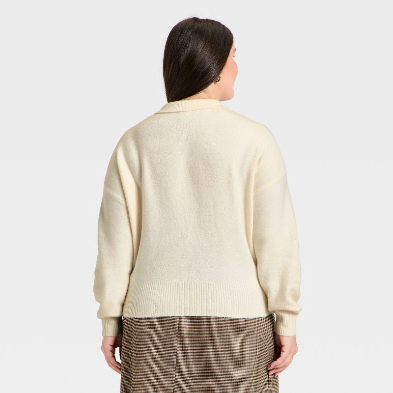 slide 2 of 3, Women's Long Sleeve Heart Button Cardigan Sweater - A New Day™ Cream XXL, 1 ct