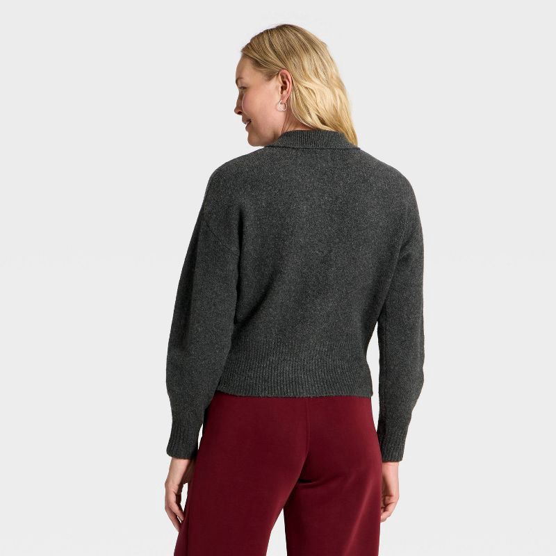 slide 2 of 3, Women's Long Sleeve Heart Button Cardigan Sweater - A New Day™ Charcoal Gray L, 1 ct