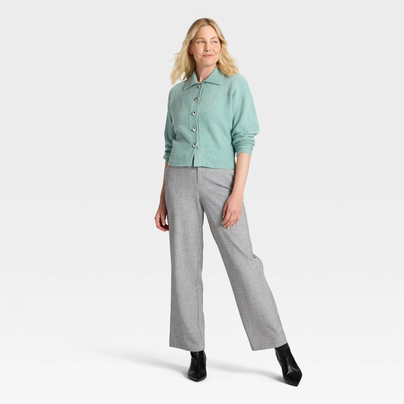 slide 3 of 3, Women's Long Sleeve Heart Button Cardigan Sweater - A New Day™ Dusty Teal XL, 1 ct