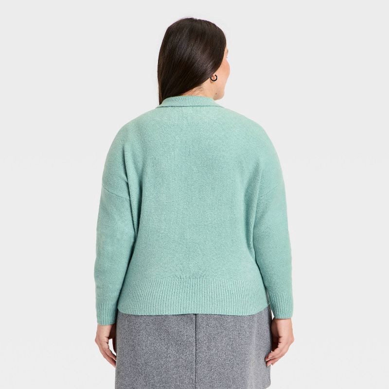 slide 2 of 3, Women's Long Sleeve Heart Button Cardigan Sweater - A New Day™ Dusty Teal XXL, 1 ct