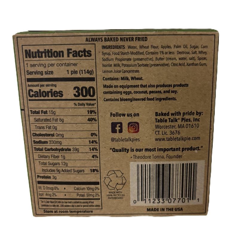 slide 2 of 3, Table Talk Pies Table Talk 4" Baked Apple Pies - 4oz, 4 oz