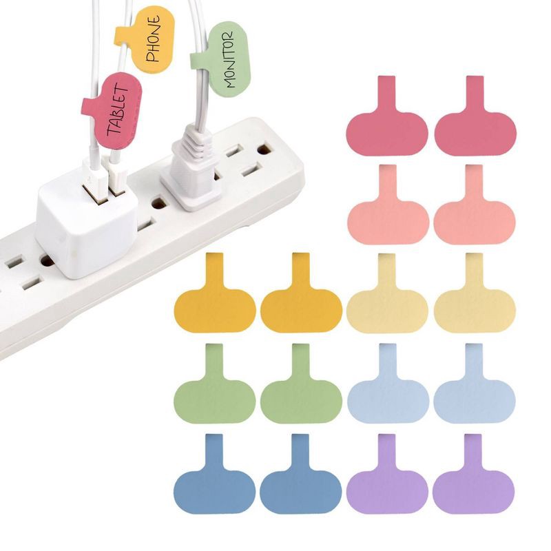 slide 3 of 8, Wrap-It Cable Labels Regular 16pk Macaron, 16 ct