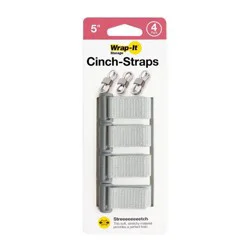 Wrap-It 4pk 5" Cinch-Straps Pebble Gray