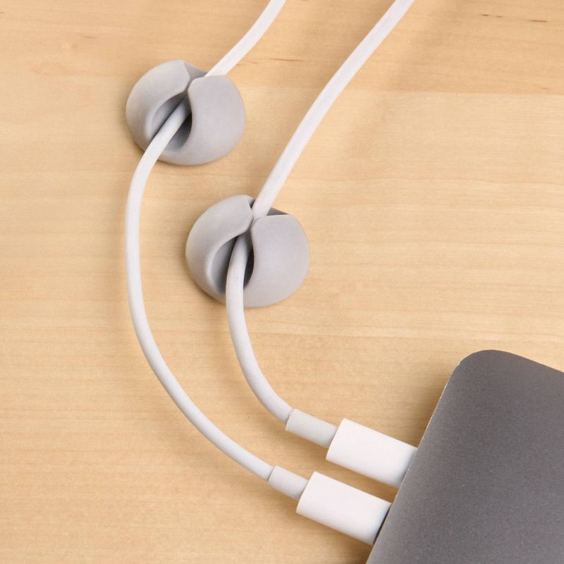 slide 2 of 6, Wrap-It Cable Clips Single 10pk Pebble Gray, 10 ct