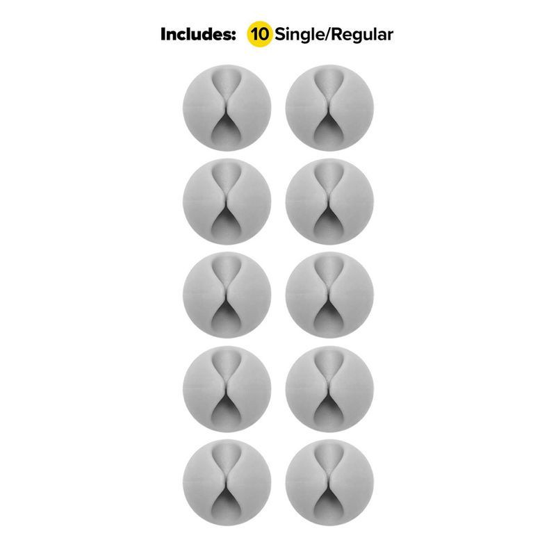 slide 3 of 6, Wrap-It Cable Clips Single 10pk Pebble Gray, 10 ct