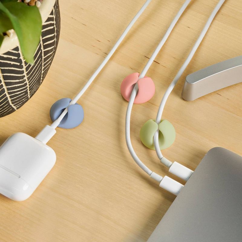 slide 2 of 5, Wrap-It Cable Clips Single 10pk Macaron, 10 ct