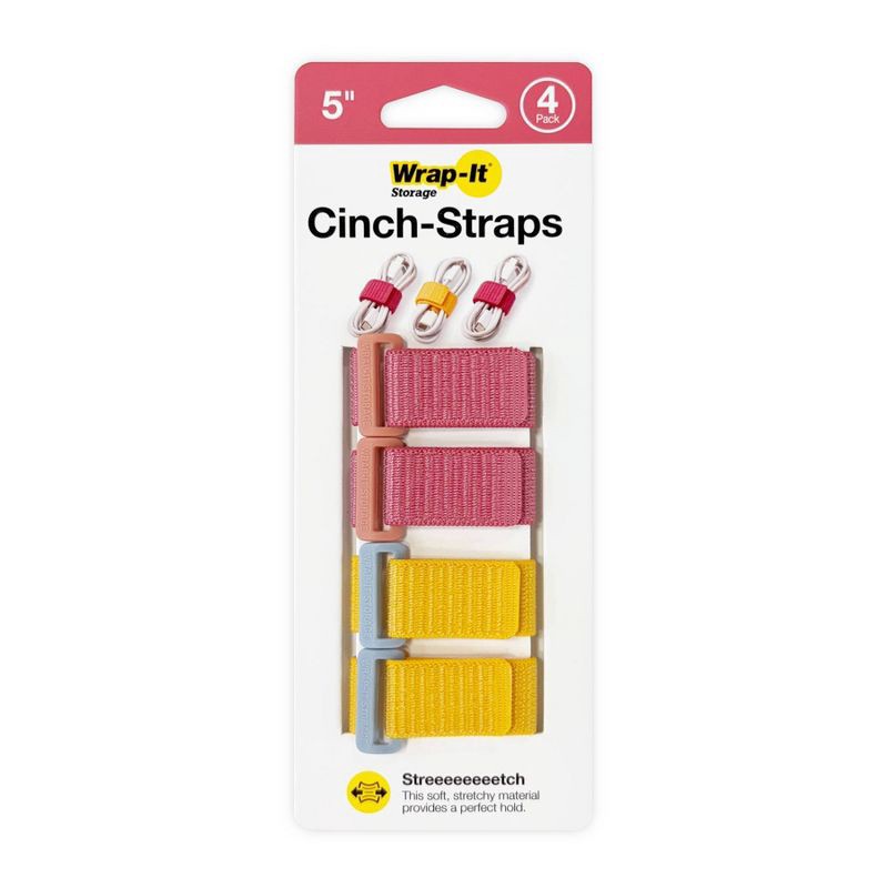 slide 1 of 5, Wrap-It 4pk 5" Cinch-Straps Macaron, 4 ct