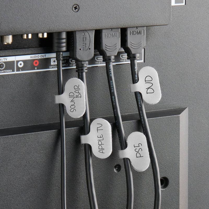 slide 5 of 6, Wrap-It 16pk Cable Labels Regular Pebble Gray, 16 ct