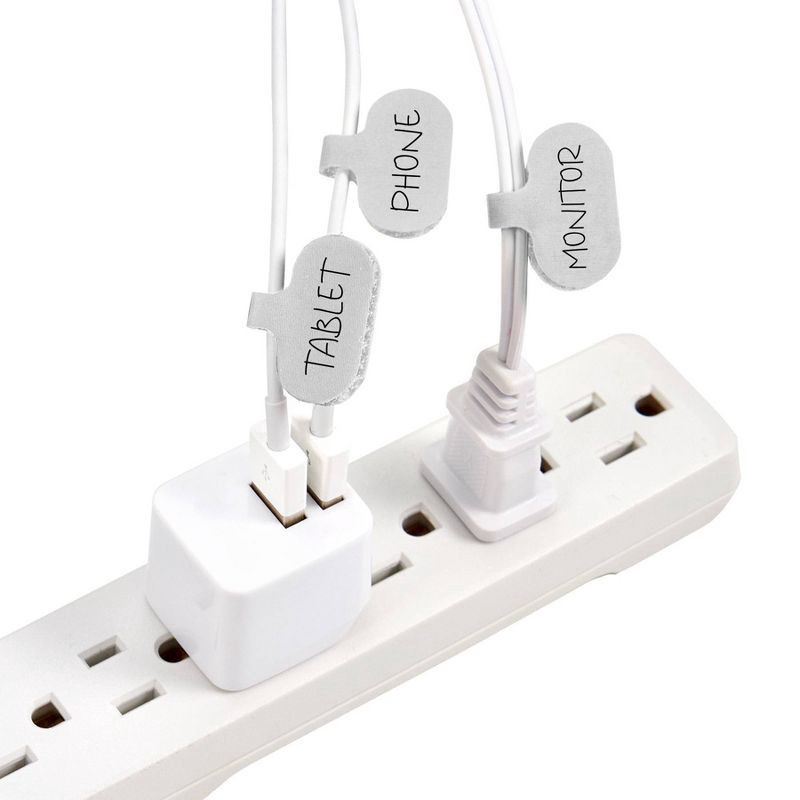 slide 6 of 6, Wrap-It 16pk Cable Labels Regular Pebble Gray, 16 ct