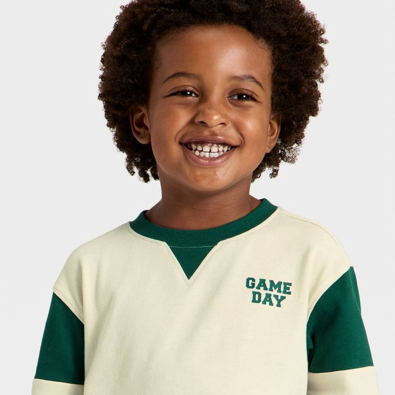 slide 2 of 4, Toddler Boys' Long Sleeve Textured Knit T-Shirt - Cat & Jack™ Cream 4T, 1 ct