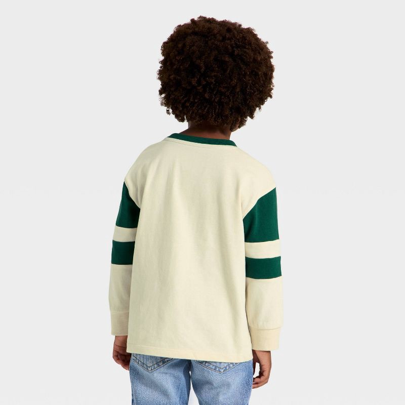 slide 3 of 4, Toddler Boys' Long Sleeve Textured Knit T-Shirt - Cat & Jack™ Cream 4T, 1 ct