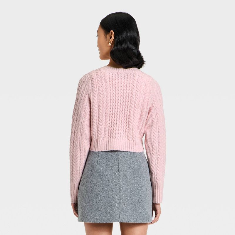 slide 2 of 3, Women's Long Sleeve Bow Cardigan Sweater - A New Day™ Pink M, 1 ct