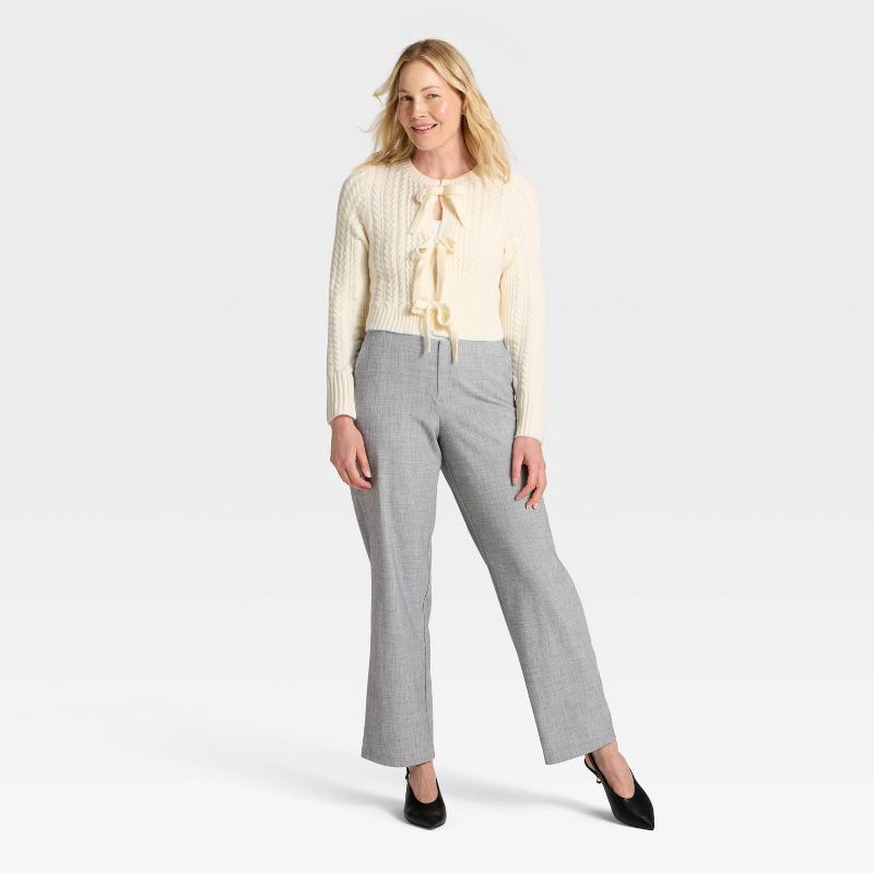 slide 3 of 3, Women's Long Sleeve Bow Cardigan Sweater - A New Day™ Cream XL, 1 ct