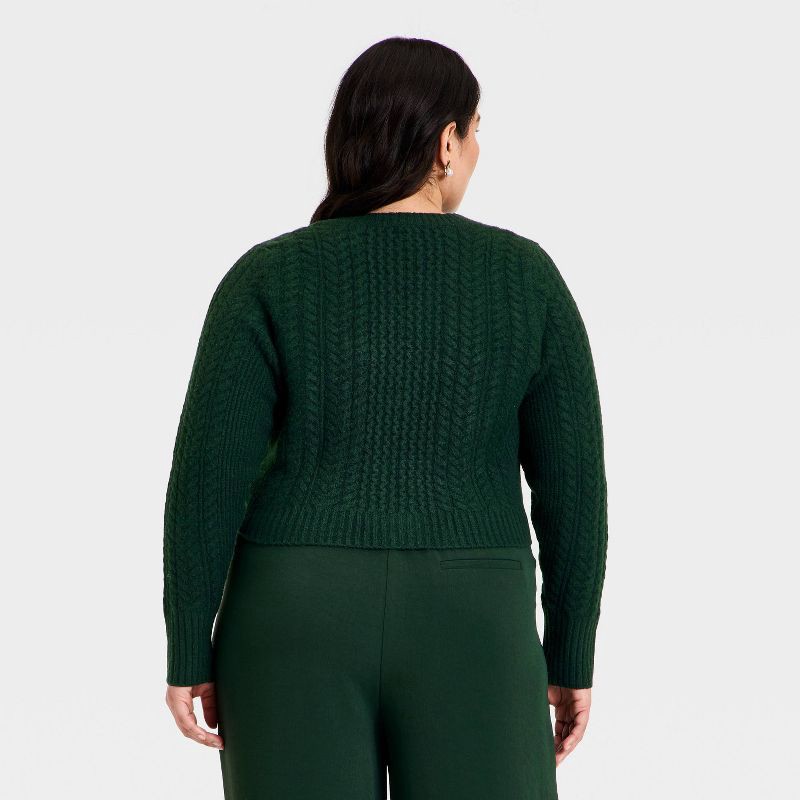 slide 2 of 3, Women's Long Sleeve Bow Cardigan Sweater - A New Day™ Dark Green XXL, 1 ct
