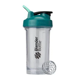 BlenderBottle 24 fl oz Plastic Pro24 Shaker Bottle Clear/Teal: BPA-Free, Odor-Resistant, Leakproof, Drinking Spout