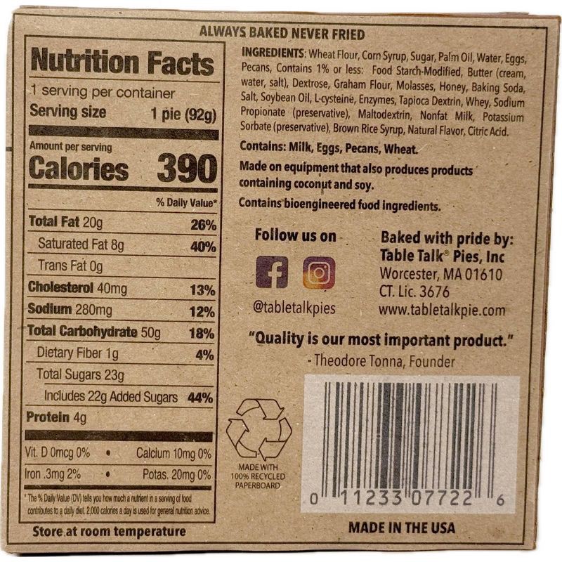 slide 2 of 3, Table Talk Pies Table Talk 4" Baked Pecan Pie - 3.25oz, 3.25 oz