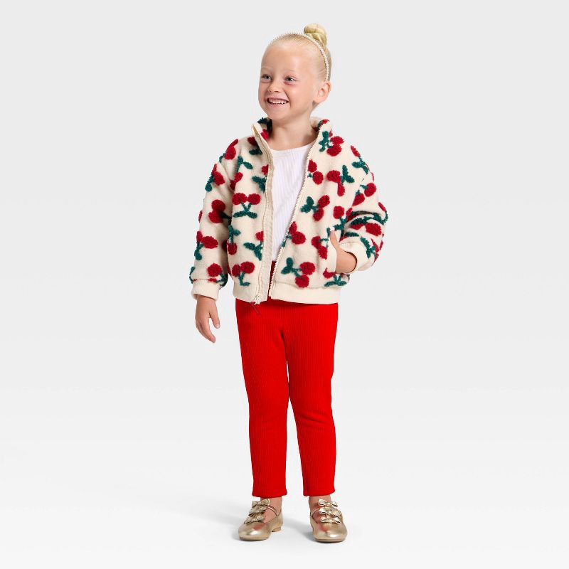 slide 3 of 3, Toddler Girls' Ribbed Leggings - Cat & Jack™ Red 3T, 1 ct