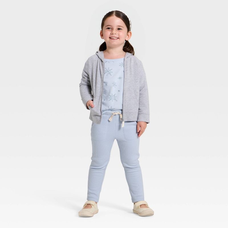slide 3 of 3, Toddler Girls' Ribbed Leggings - Cat & Jack™ Light Blue 2T, 1 ct
