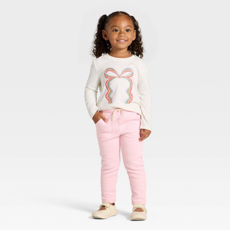 slide 3 of 3, Toddler Girls' Ribbed Leggings - Cat & Jack™ Pink 2T, 1 ct