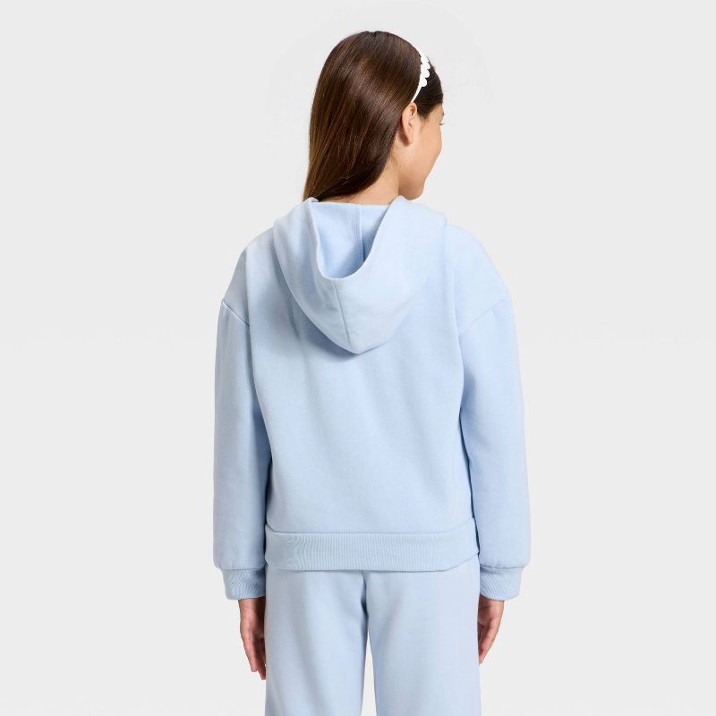 slide 2 of 3, Girls' Fleece Teddy Bear Hooded Zip-Up Sweatshirt - Cat & Jack™ Light Blue S, 1 ct