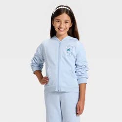 Girls' Fleece Teddy Bear Hooded Zip-Up Sweatshirt - Cat & Jack™ Light Blue L