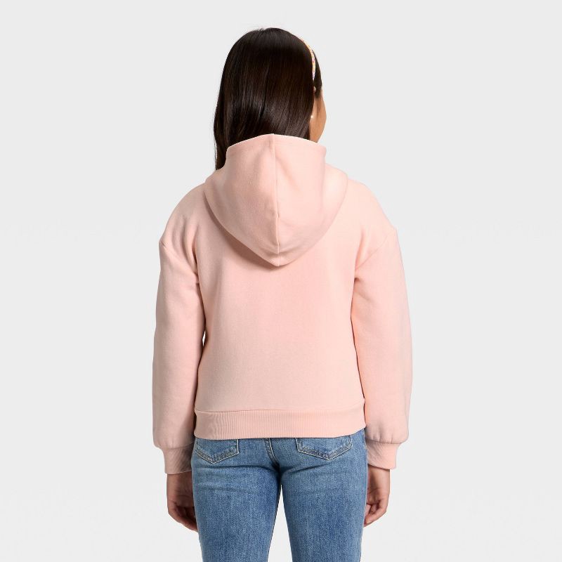 slide 3 of 4, Girls' Fleece Cherries Hooded Zip-Up Sweatshirt - Cat & Jack™ Light Peach S, 1 ct