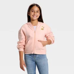 Girls' Fleece Cherries Hooded Zip-Up Sweatshirt - Cat & Jack™ Light Peach M